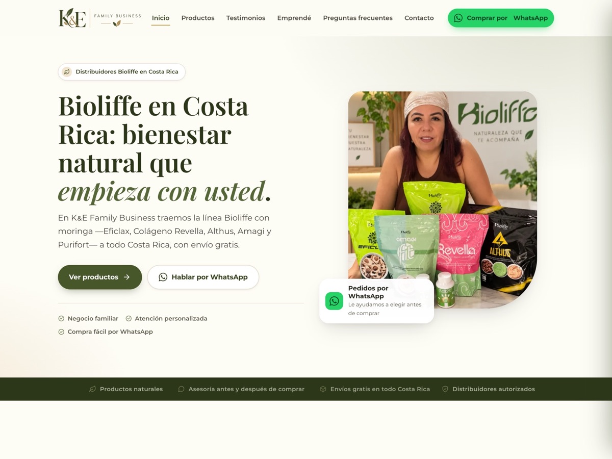 Página de inicio del sitio de K&E Family Business